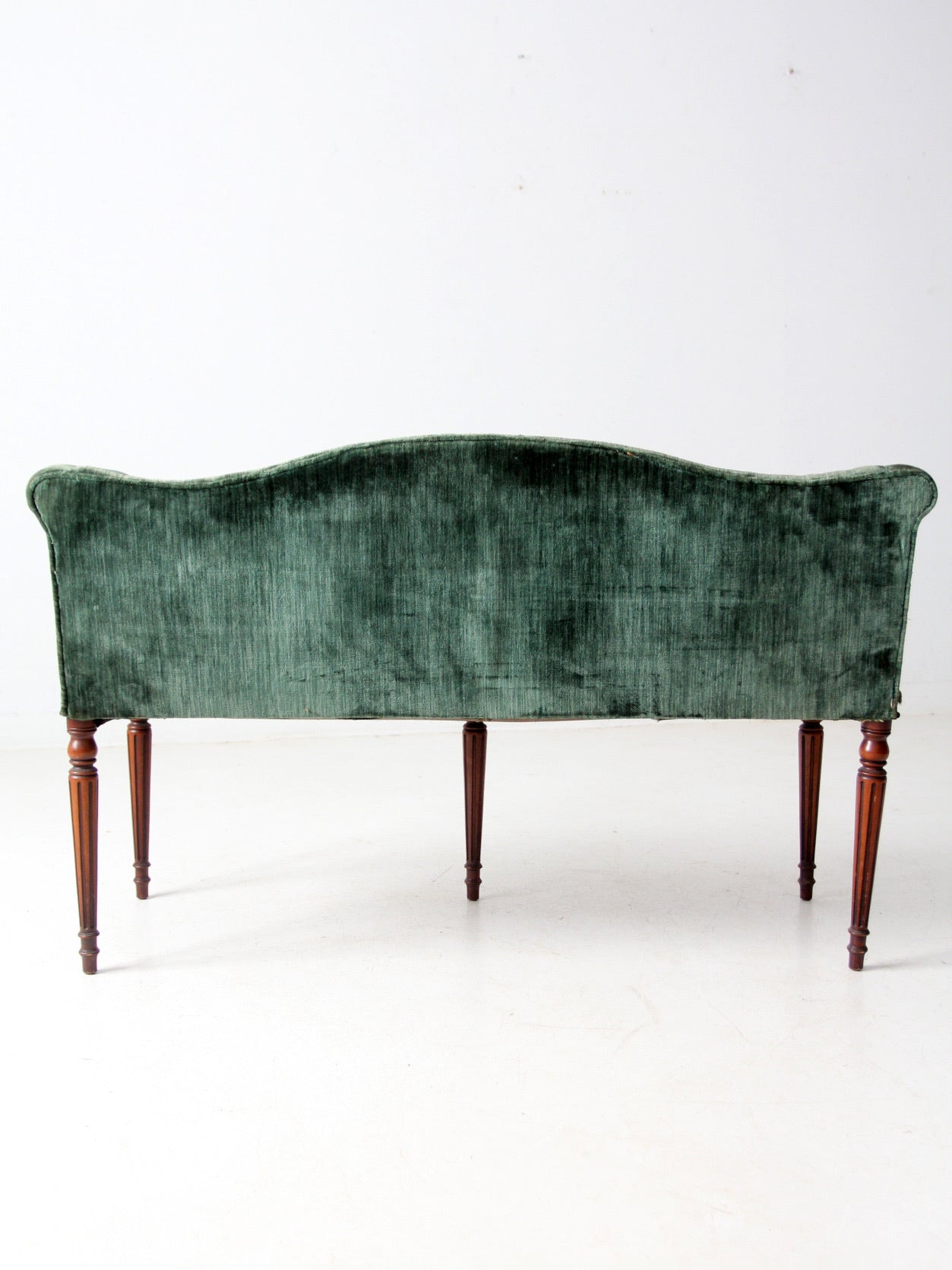 antique Neoclassical settee with velvet upholstery