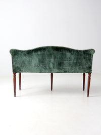 antique Neoclassical settee with velvet upholstery