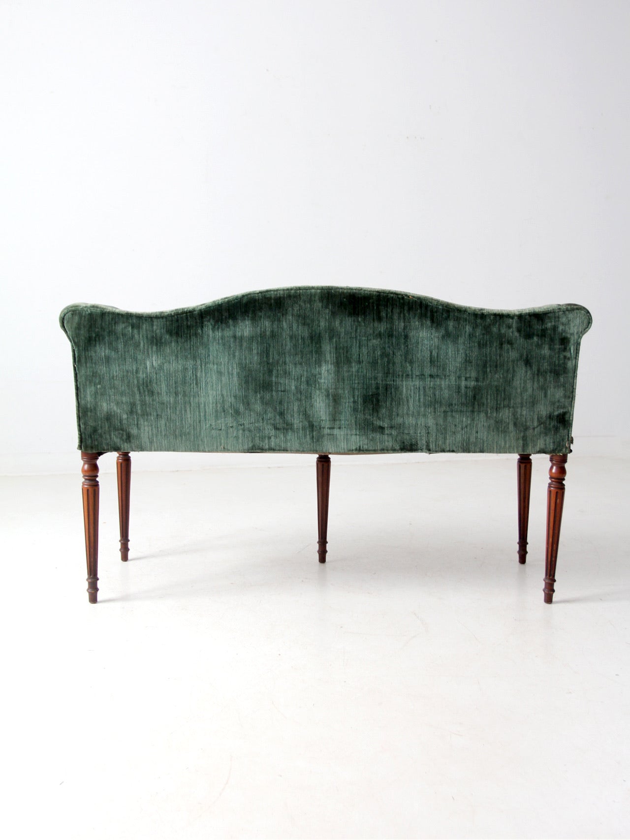 antique Neoclassical settee with velvet upholstery