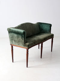antique Neoclassical settee with velvet upholstery