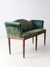 antique Neoclassical settee with velvet upholstery