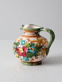 vintage sgraffito majolica pottery pitcher