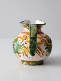 vintage sgraffito majolica pottery pitcher