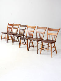 antique primitive plank seat chairs set of 6