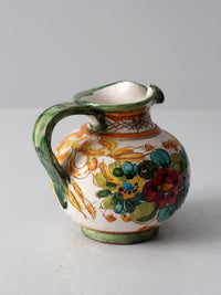 vintage sgraffito majolica pottery pitcher