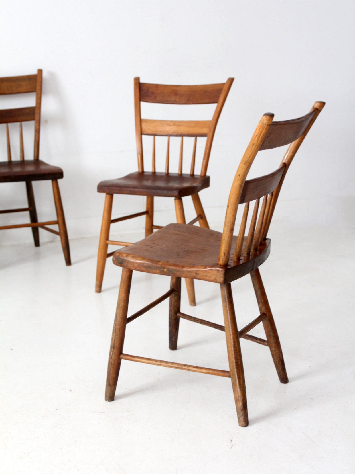 antique primitive plank seat chairs set of 6