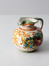 vintage sgraffito majolica pottery pitcher