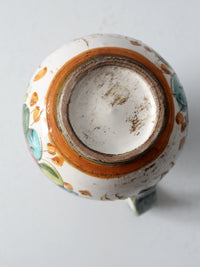 vintage sgraffito majolica pottery pitcher