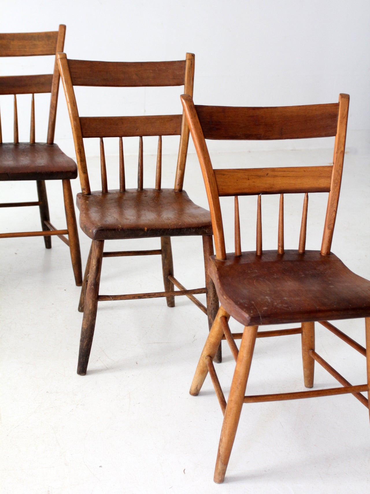 antique primitive plank seat chairs set of 6