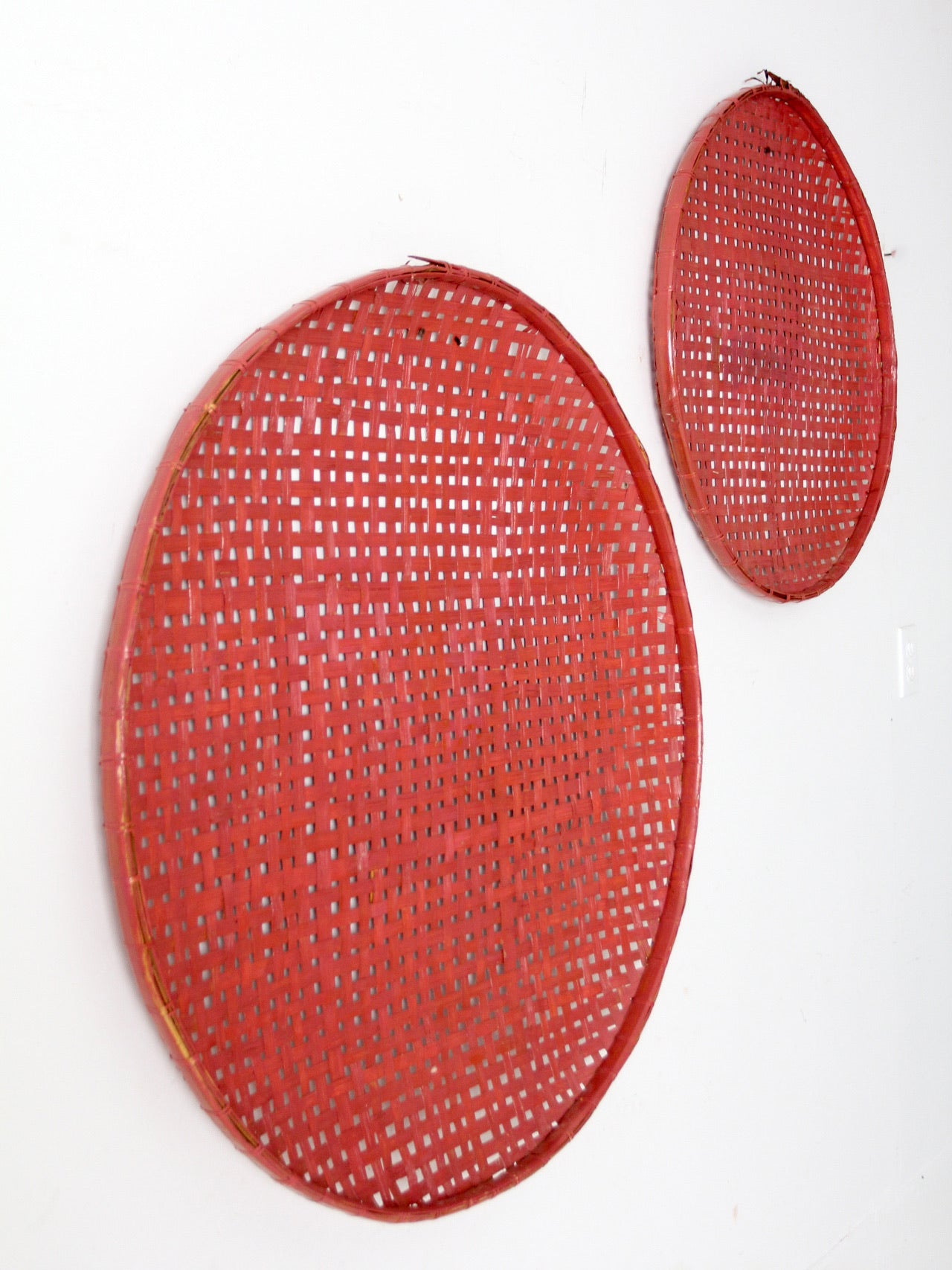 vintage painted tobacco baskets pair