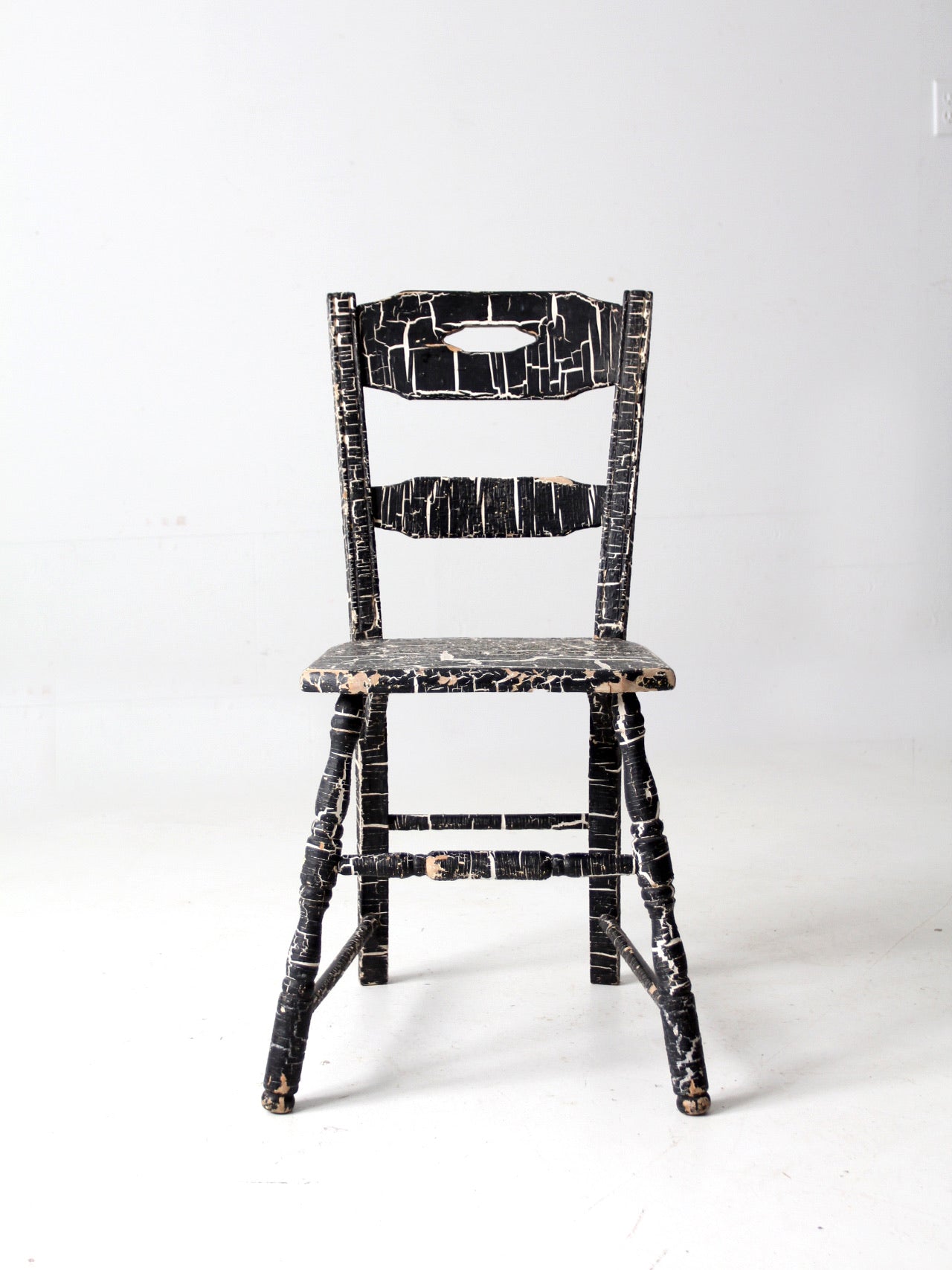 antique primitive crackle paint chair