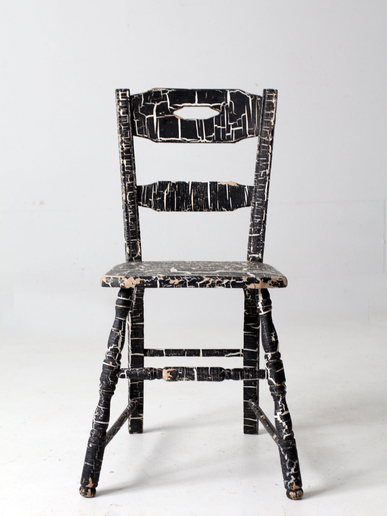 antique primitive crackle paint chair