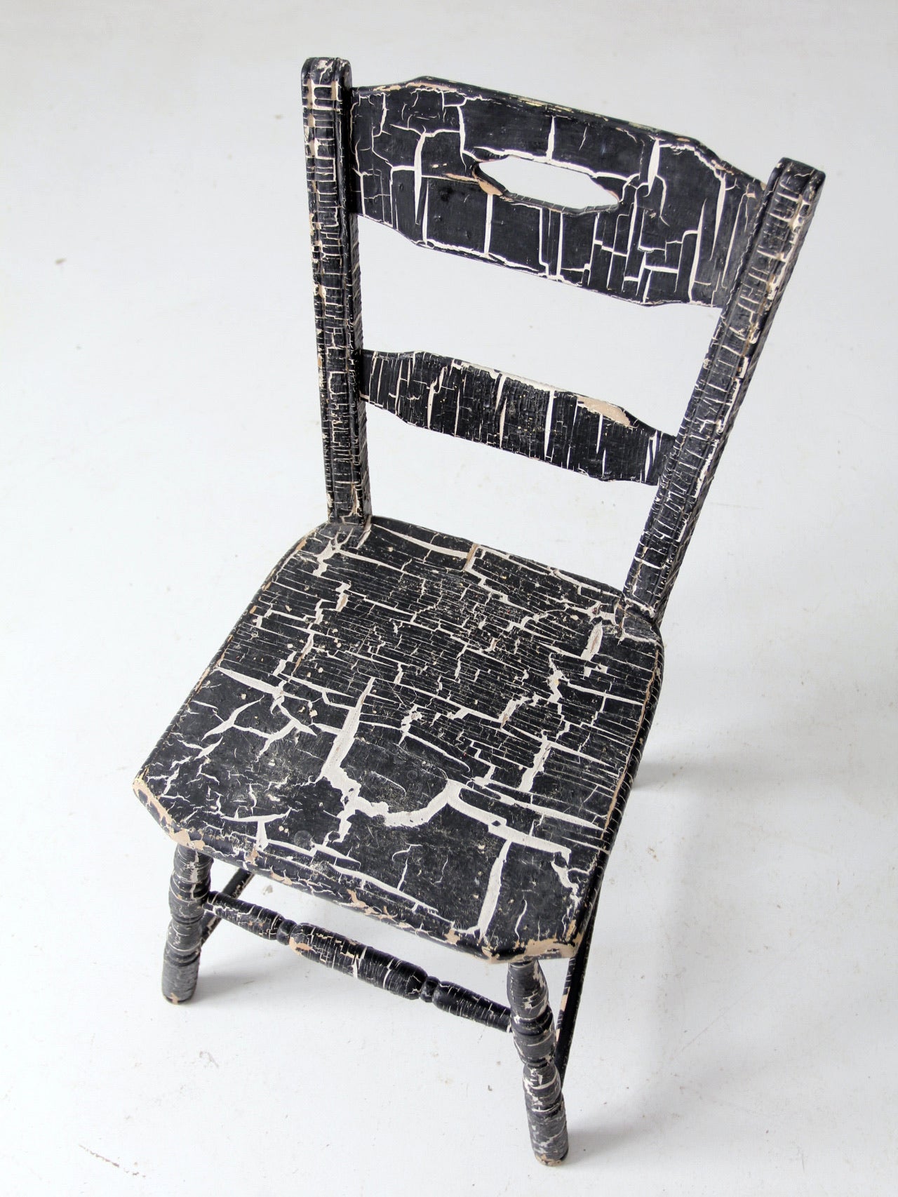 antique primitive crackle paint chair