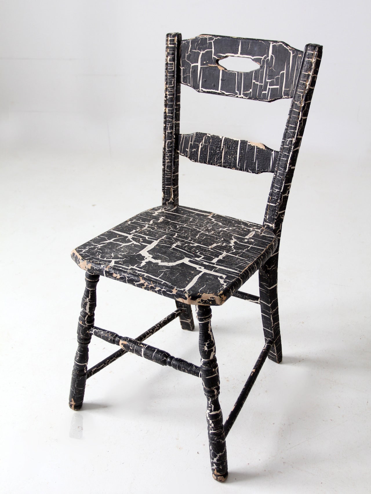 antique primitive crackle paint chair