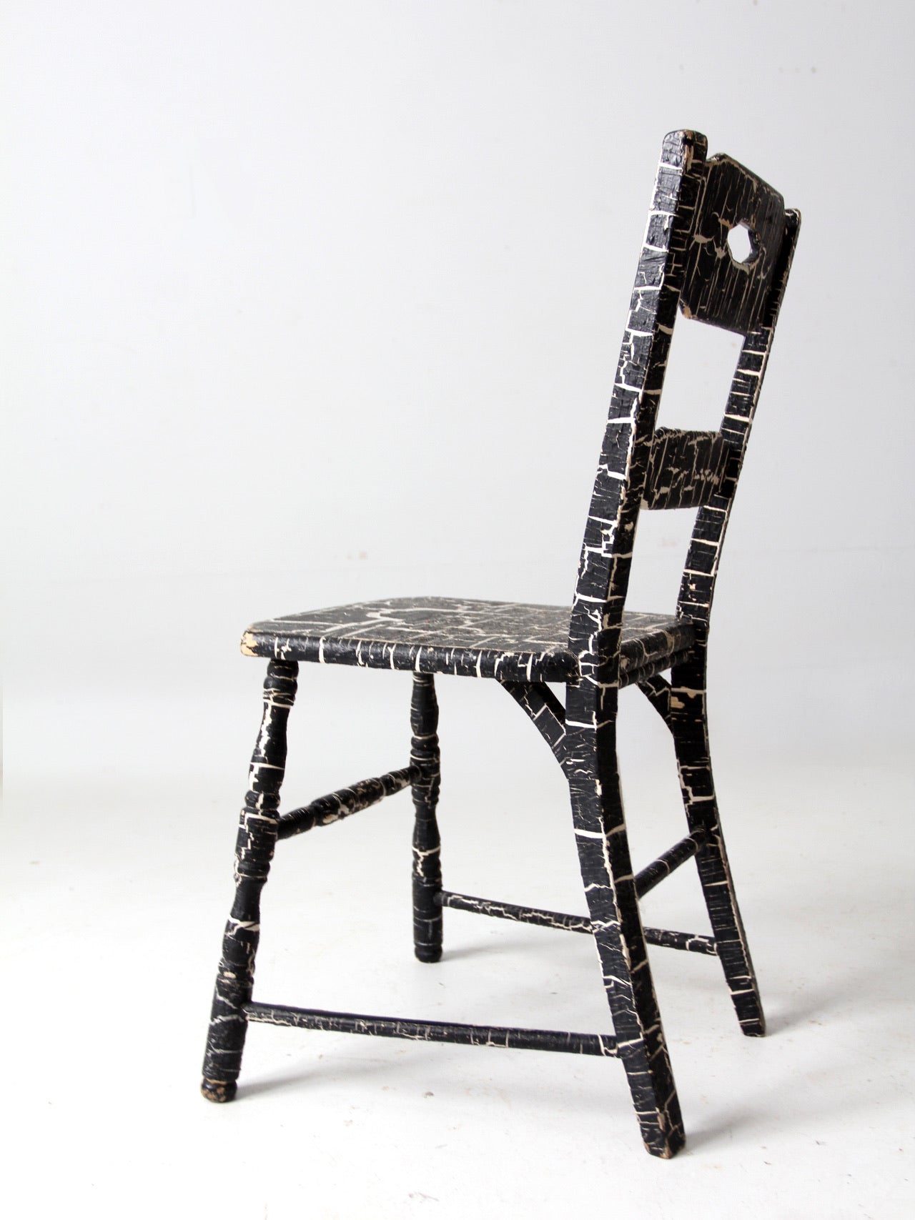 antique primitive crackle paint chair