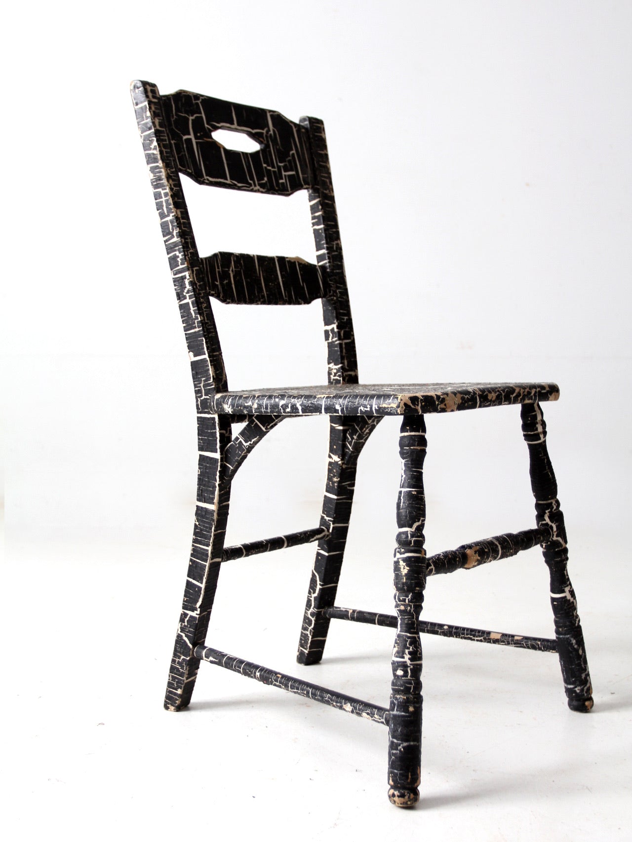 antique primitive crackle paint chair