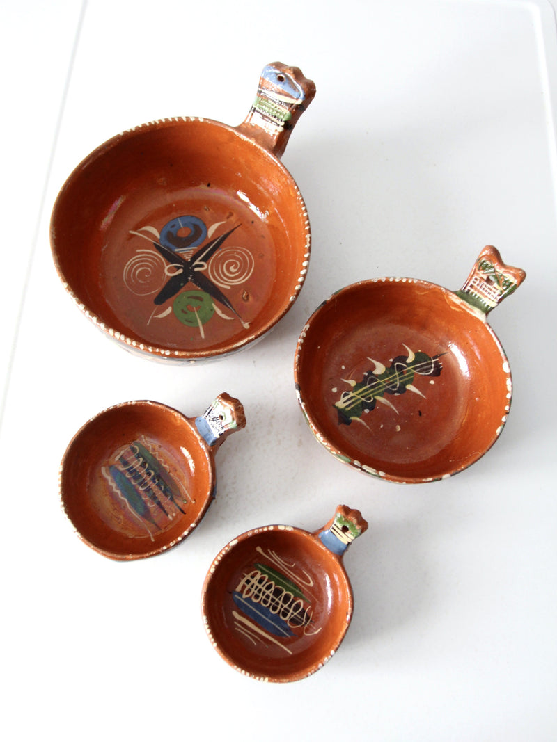 vintage Tlaquepaque Mexican pottery bowl set of 4