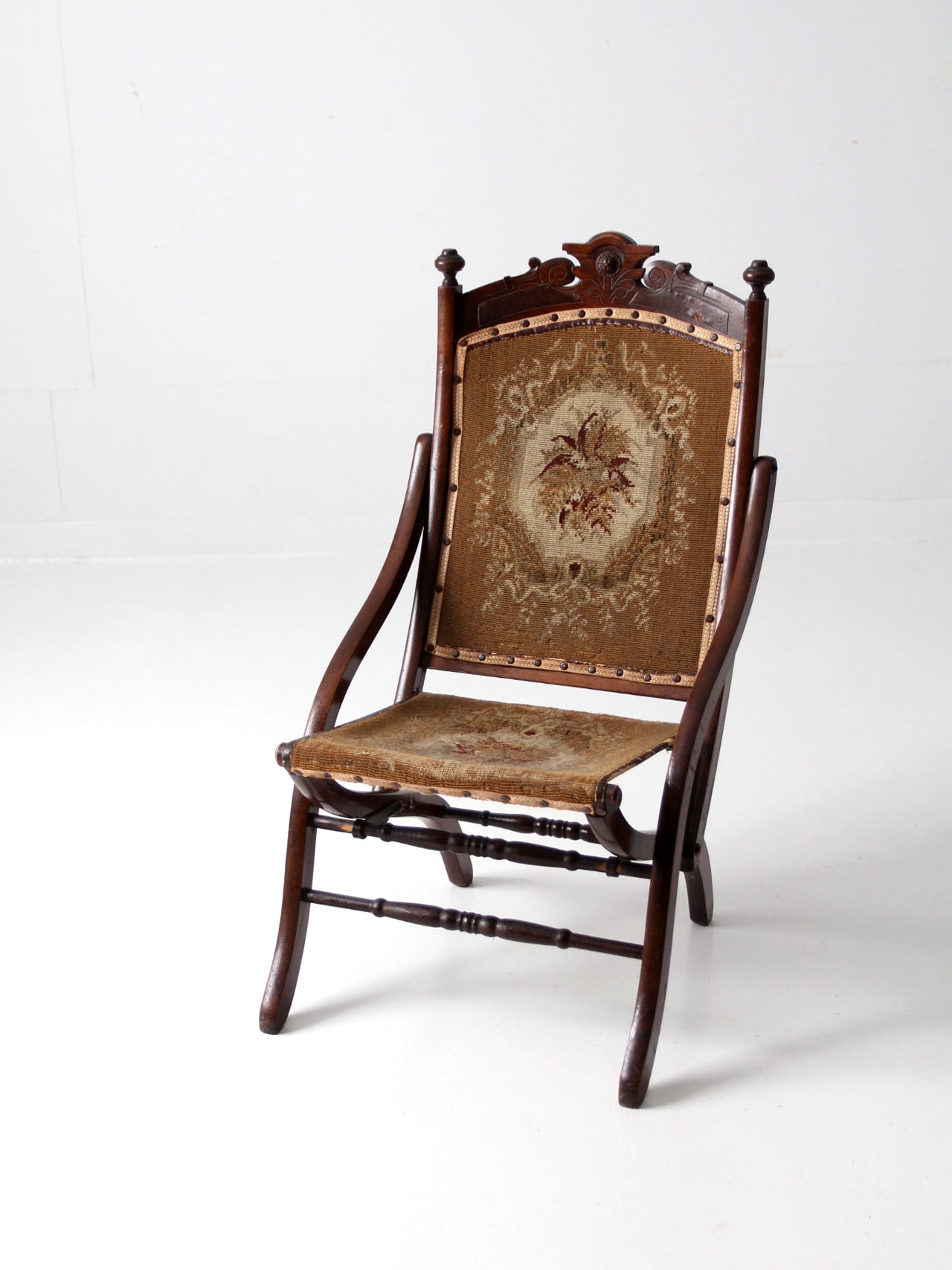 Eastlake Victorian tapestry folding chair