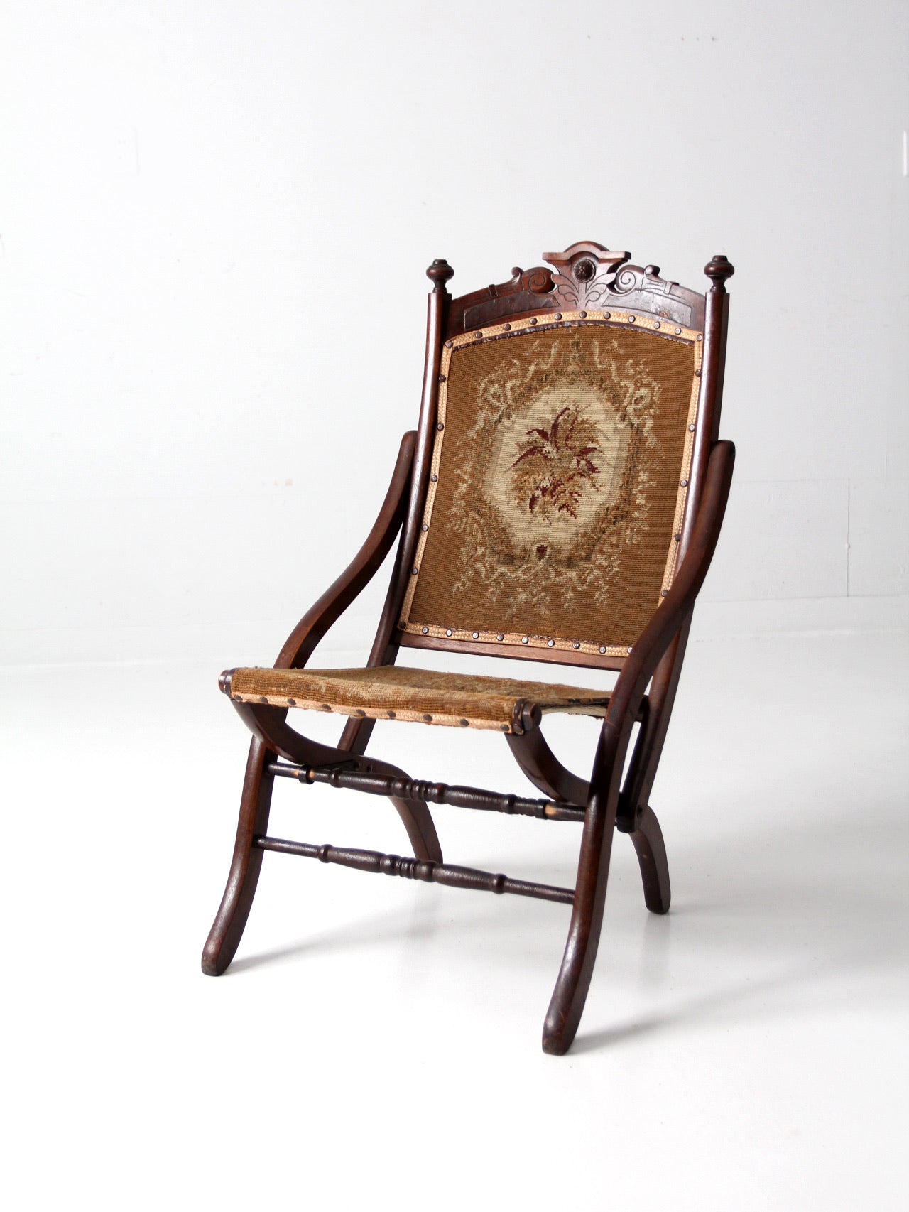 Eastlake Victorian tapestry folding chair