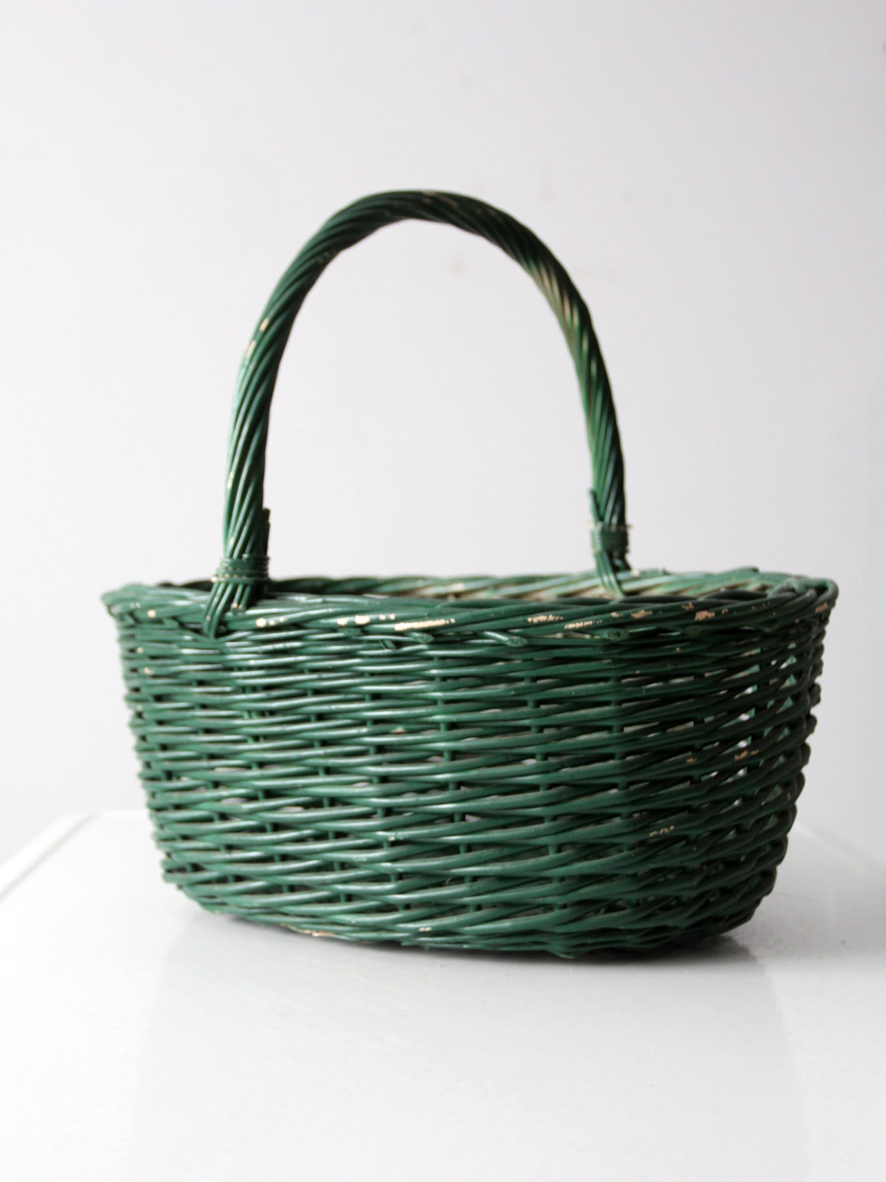 vintage green woven basket