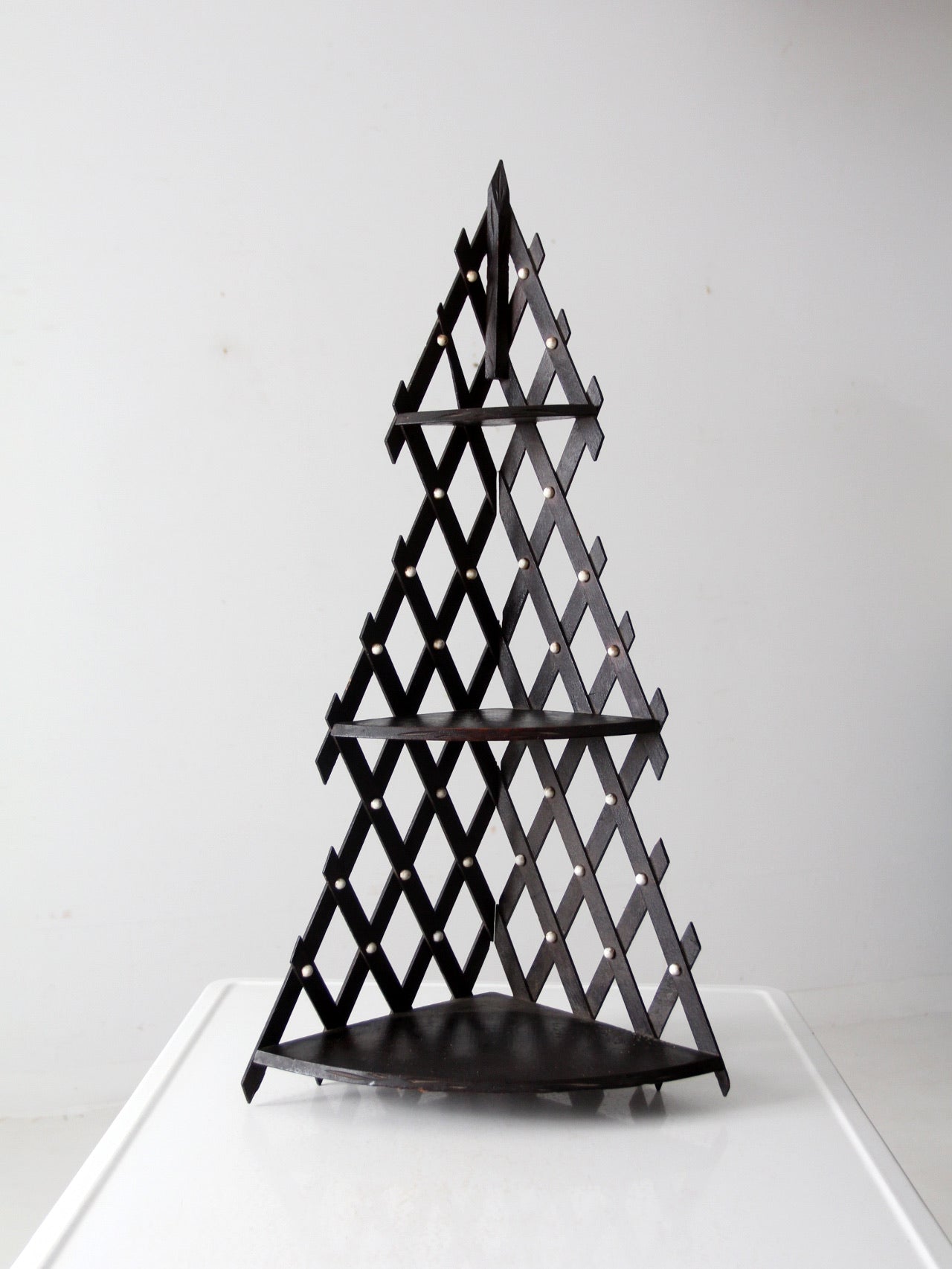antique Victorian lattice corner shelf