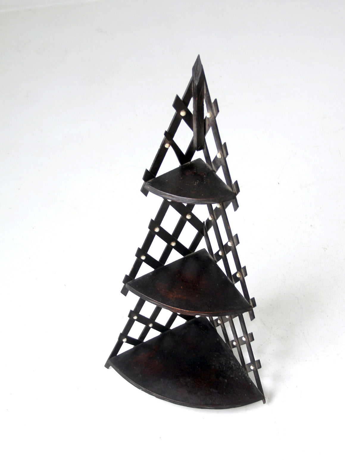 antique Victorian lattice corner shelf