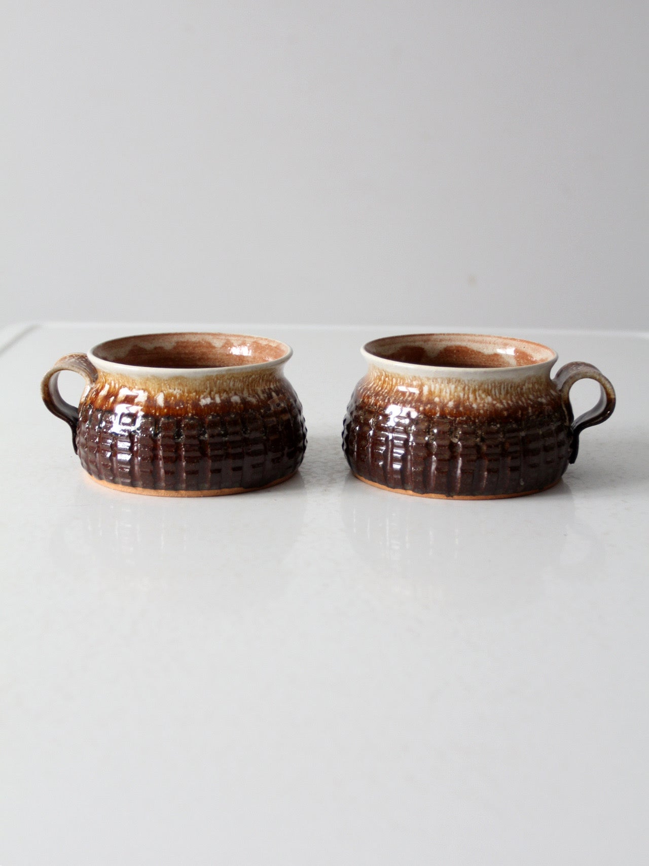 vintage studio pottery mugs pair