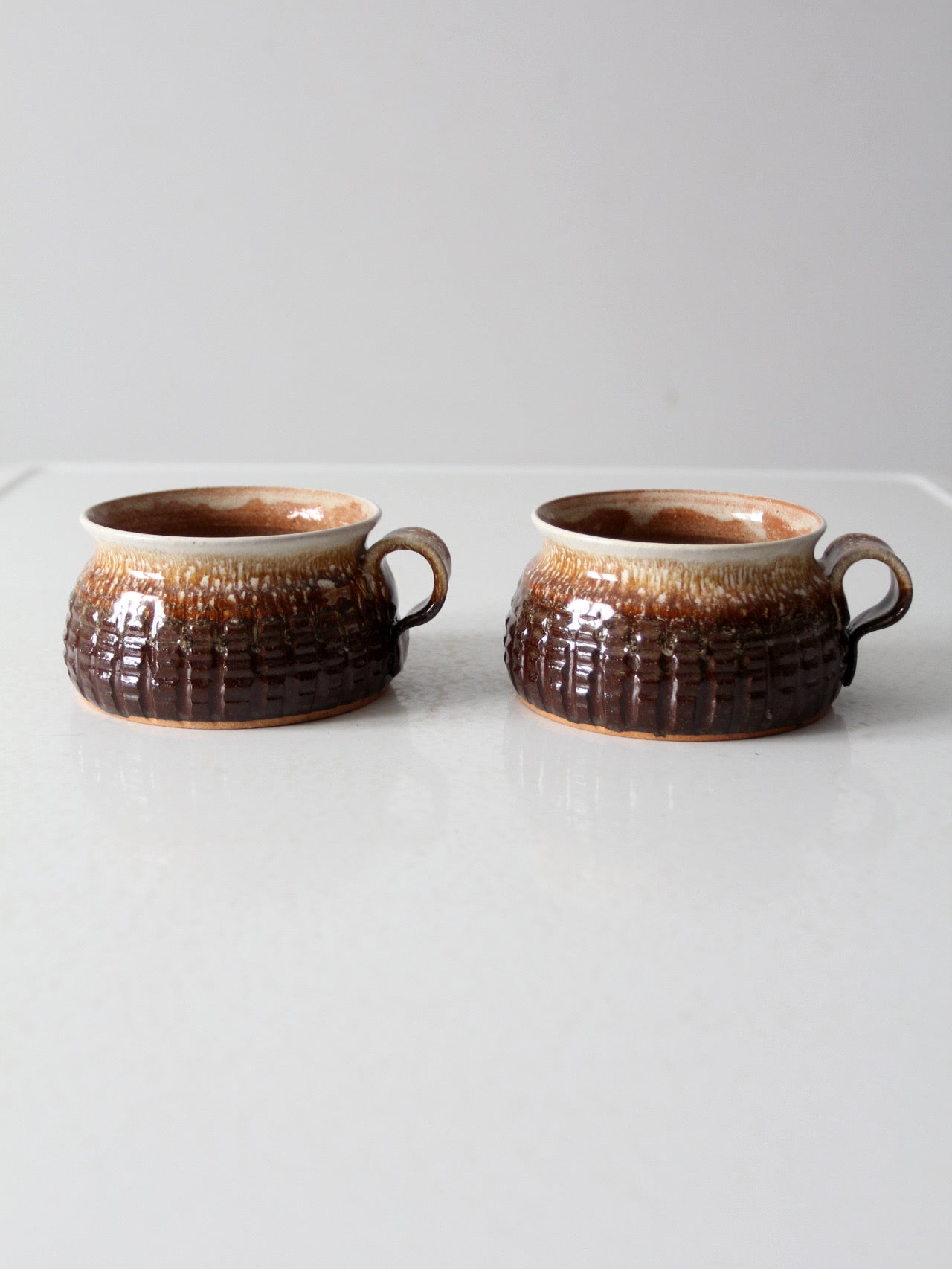 vintage studio pottery mugs pair