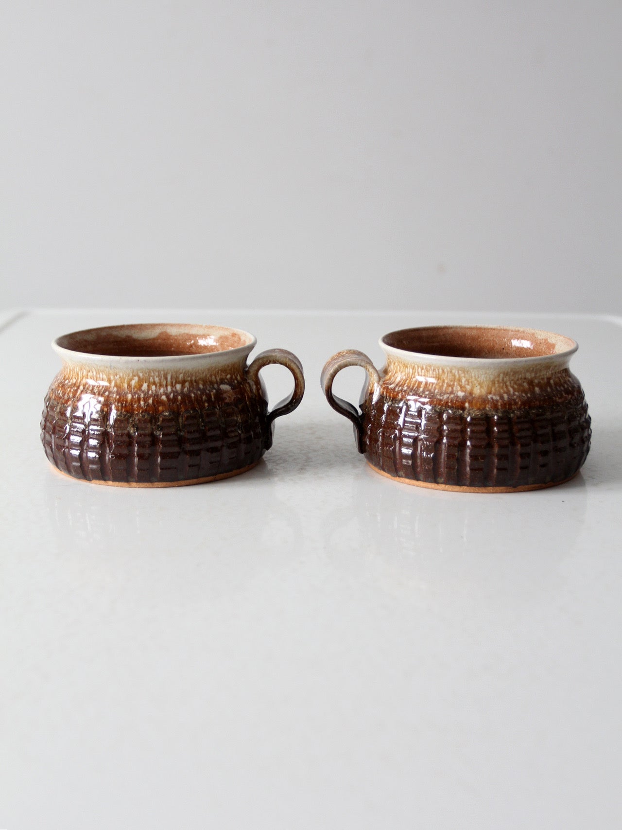 vintage studio pottery mugs pair