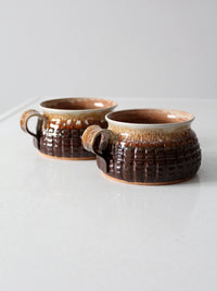 vintage studio pottery mugs pair