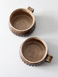 vintage studio pottery mugs pair