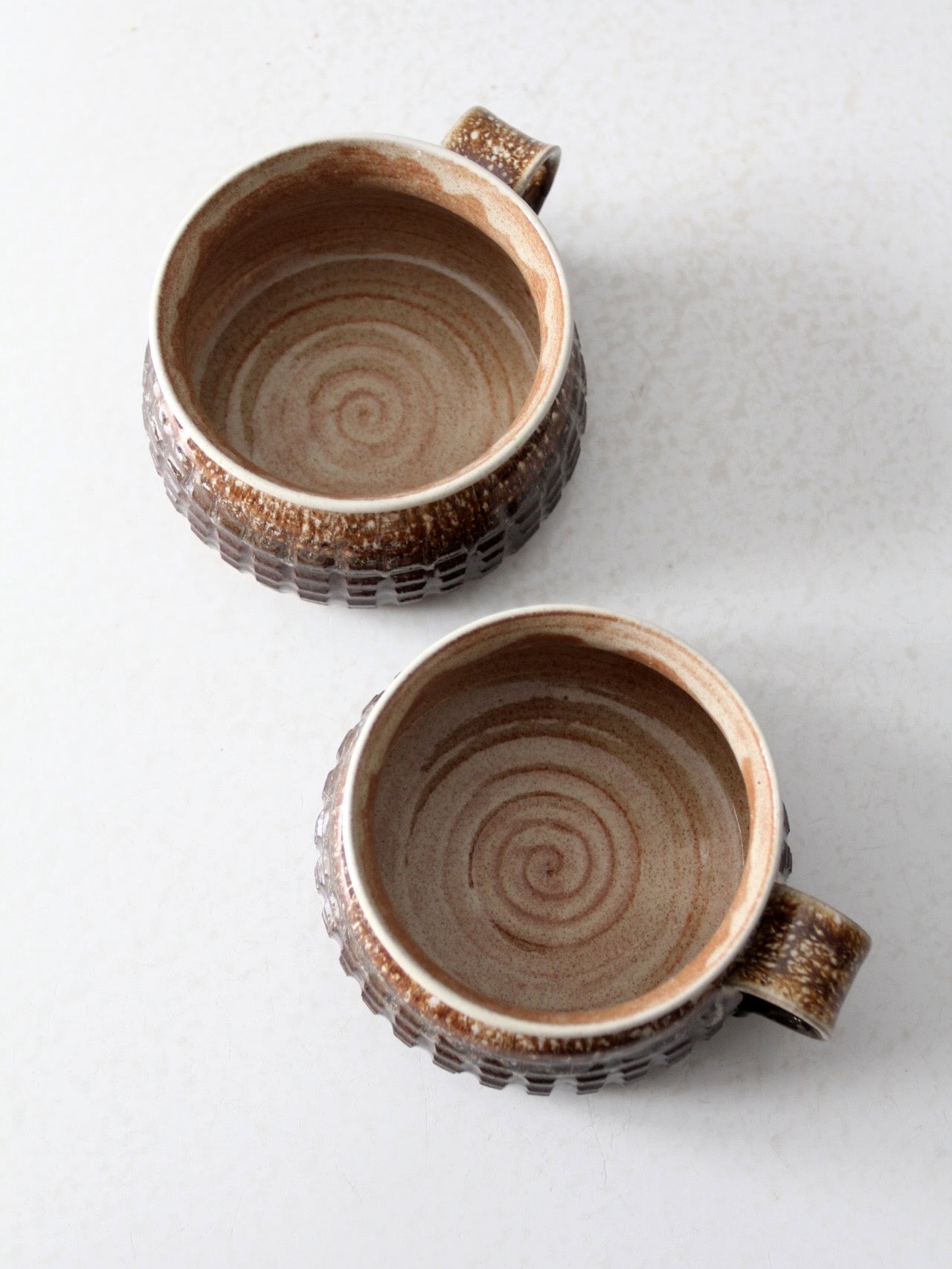 vintage studio pottery mugs pair