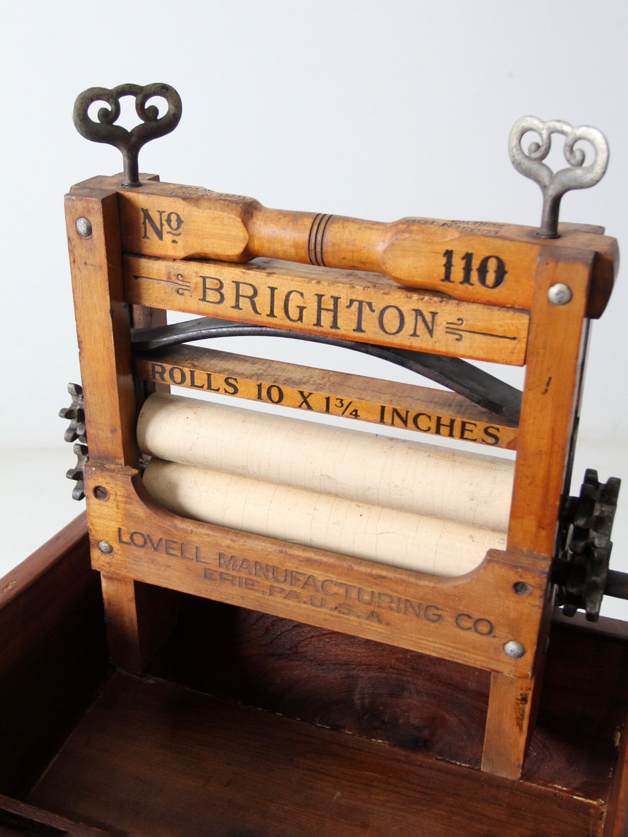 antique Brighton wringer with laundry wash stand