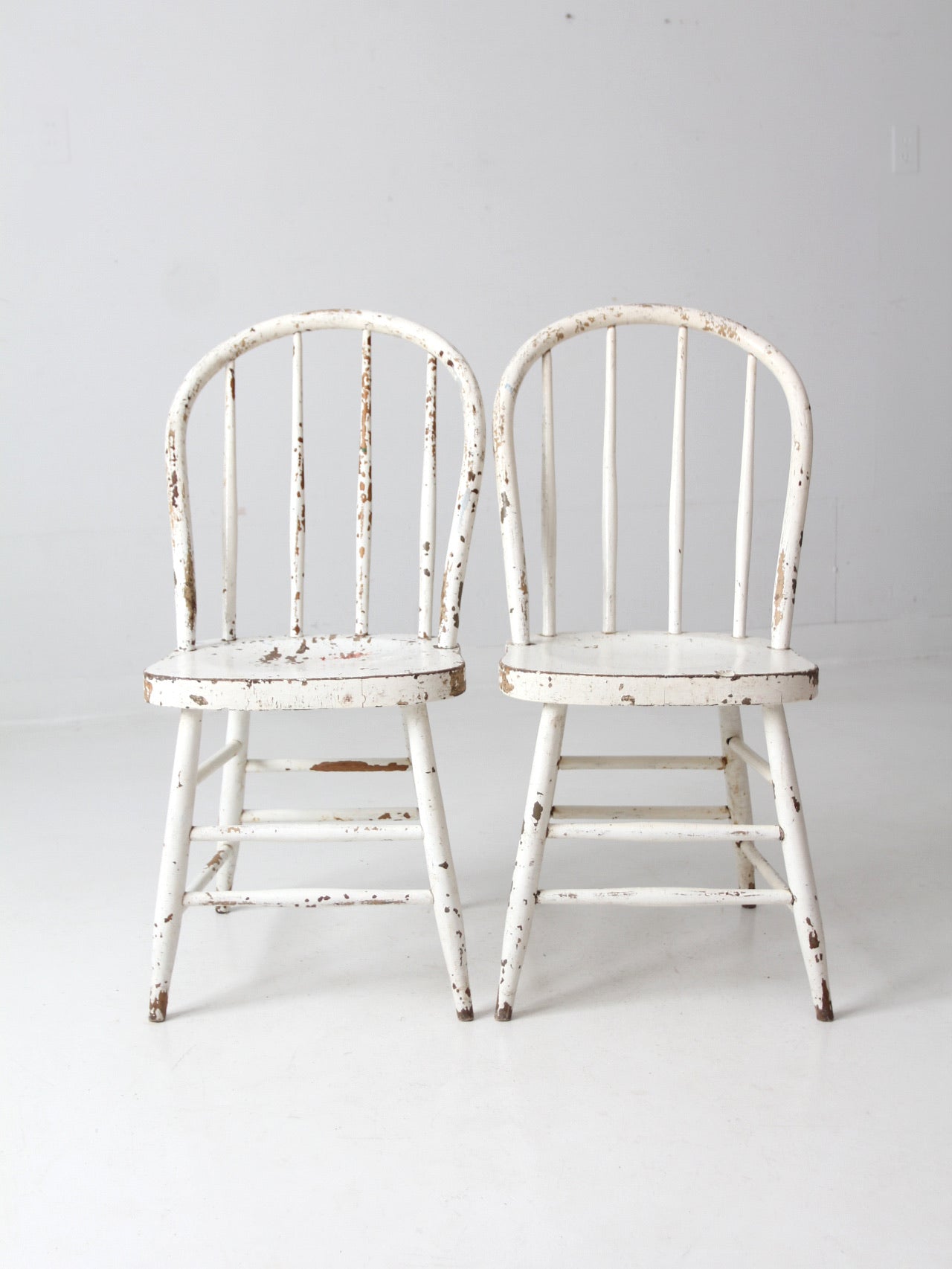 antique white spindle back chairs pair