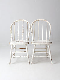 antique white spindle back chairs pair