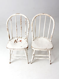 antique white spindle back chairs pair