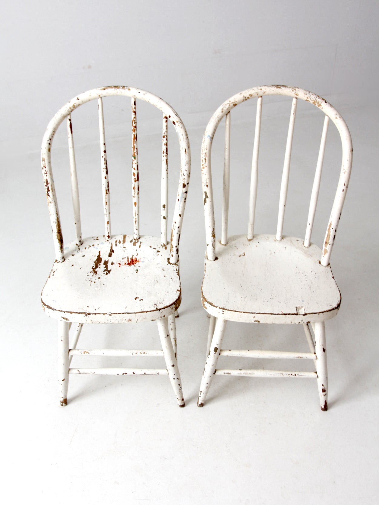 antique white spindle back chairs pair