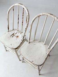 antique white spindle back chairs pair