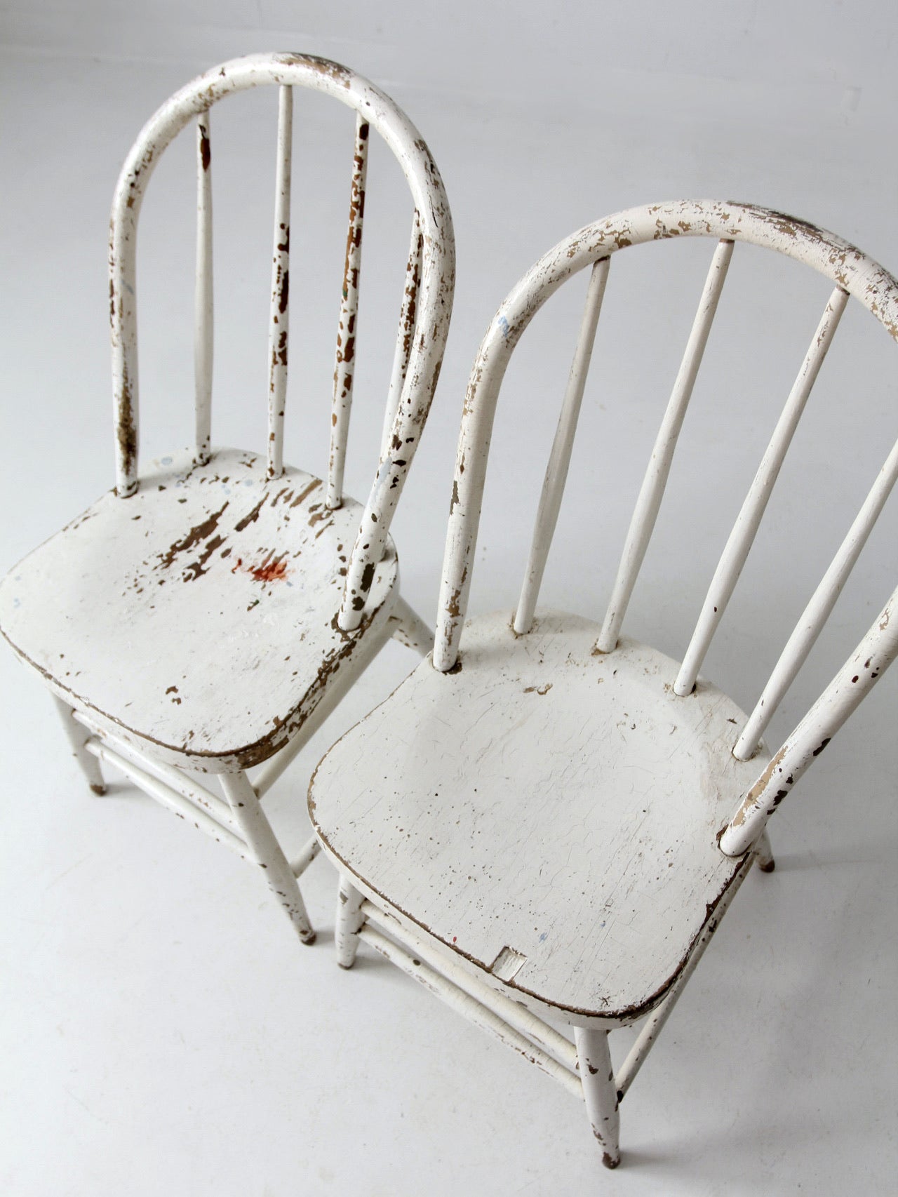 antique white spindle back chairs pair