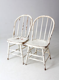 antique white spindle back chairs pair