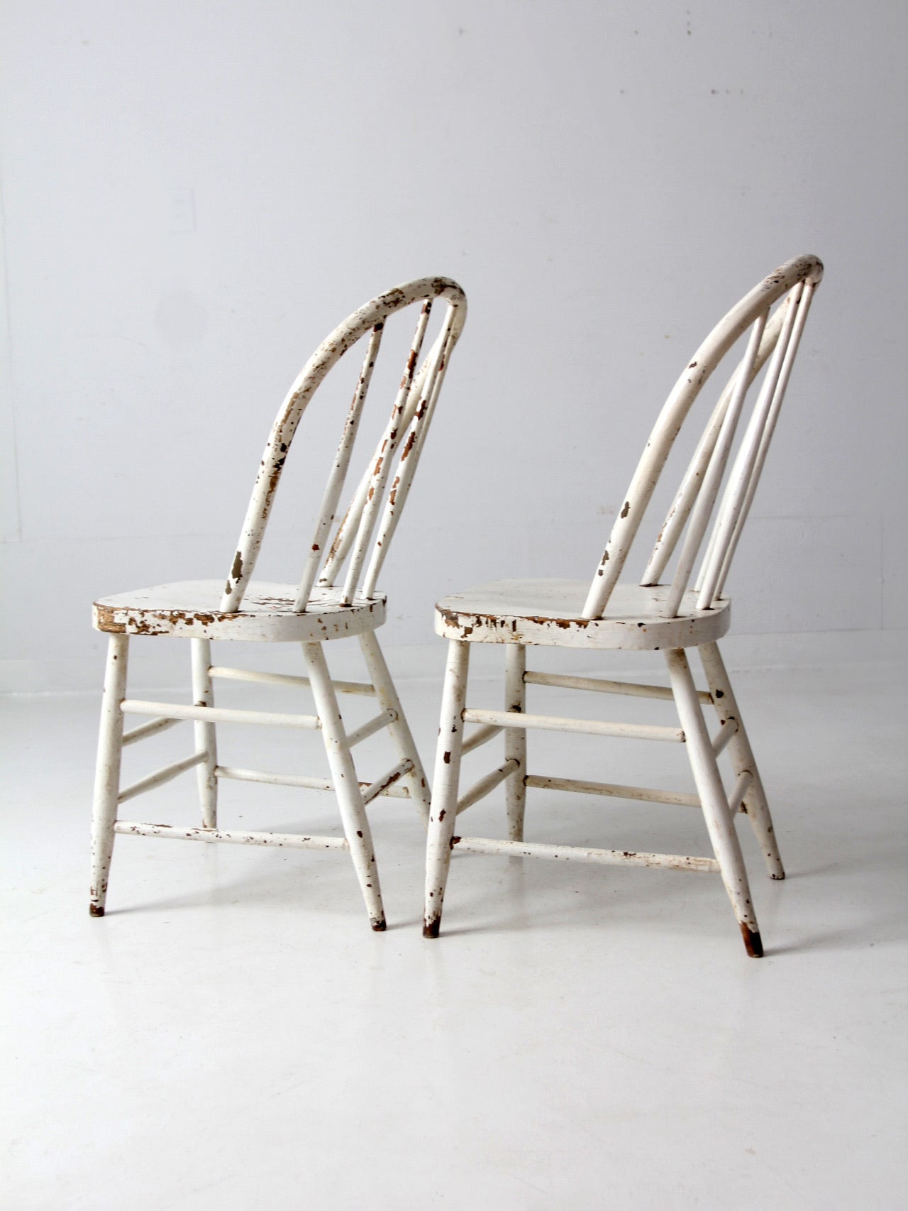 antique white spindle back chairs pair