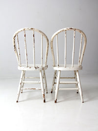 antique white spindle back chairs pair