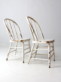 antique white spindle back chairs pair