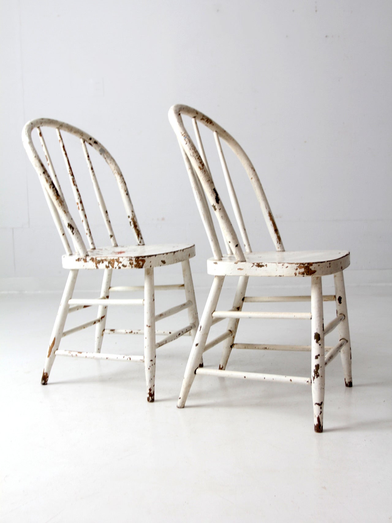 antique white spindle back chairs pair