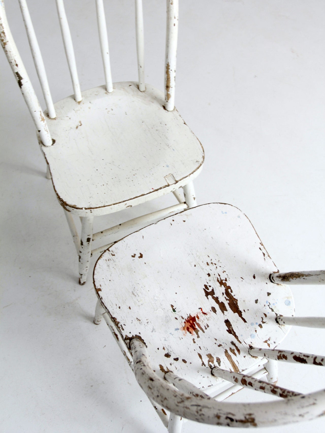 antique white spindle back chairs pair