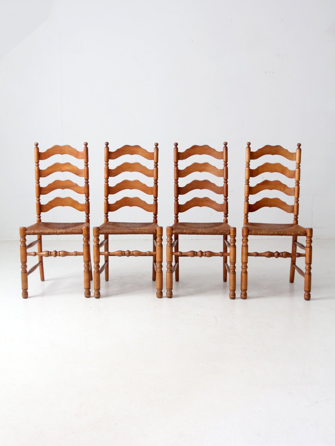 vintage rush seat ladder back dining chairs set of 4