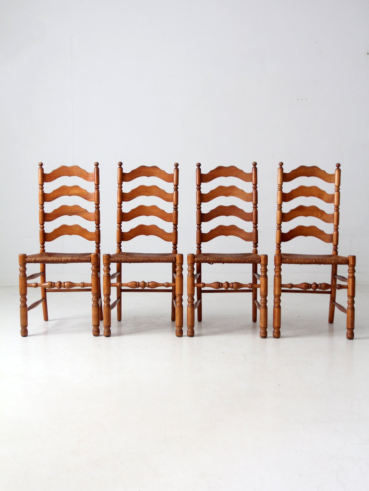 vintage rush seat ladder back dining chairs set of 4