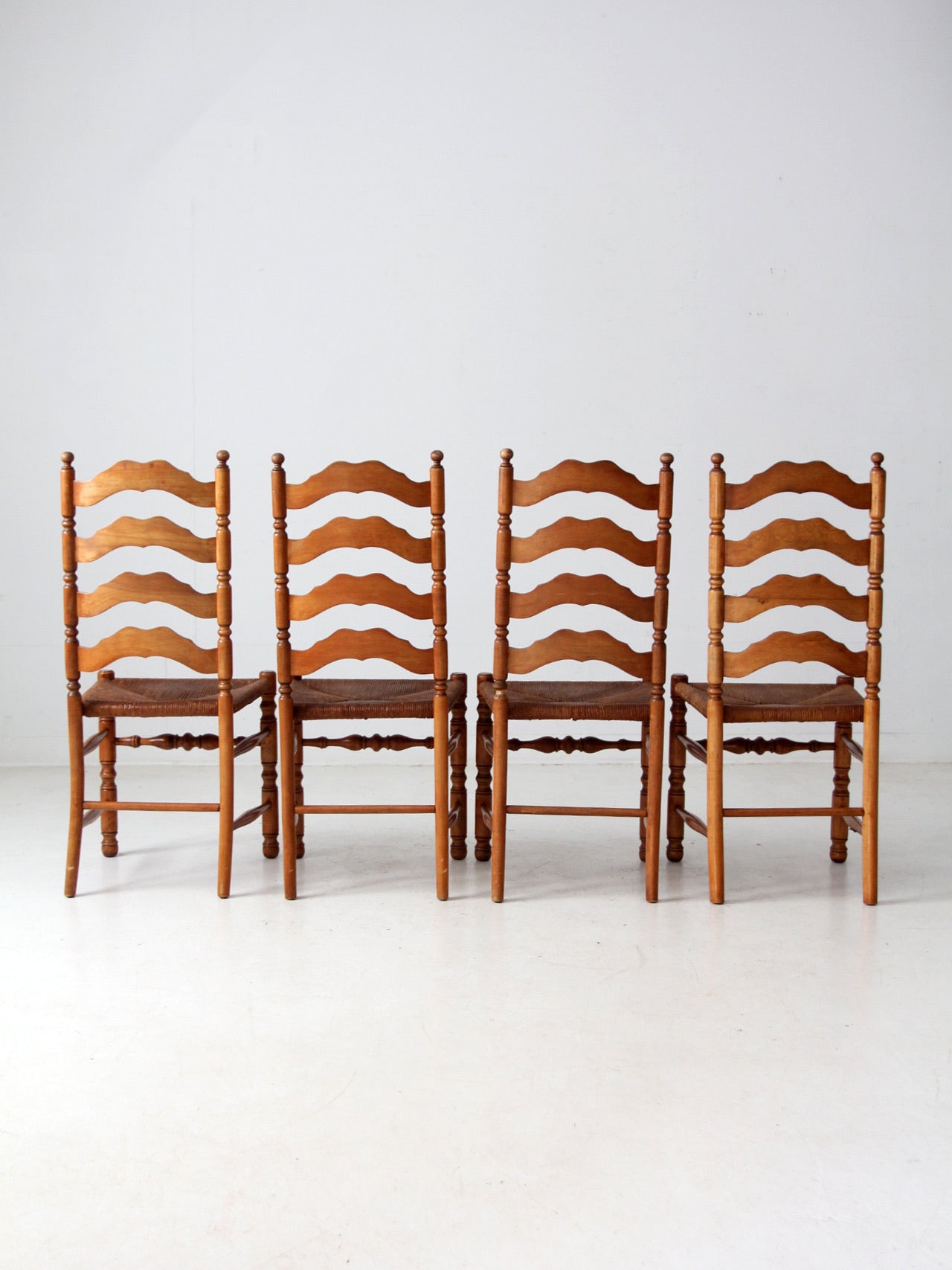 vintage rush seat ladder back dining chairs set of 4