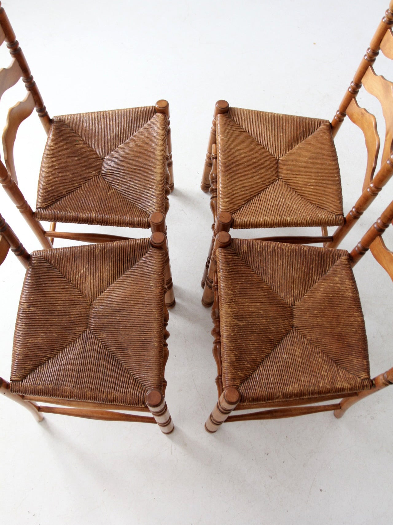vintage rush seat ladder back dining chairs set of 4