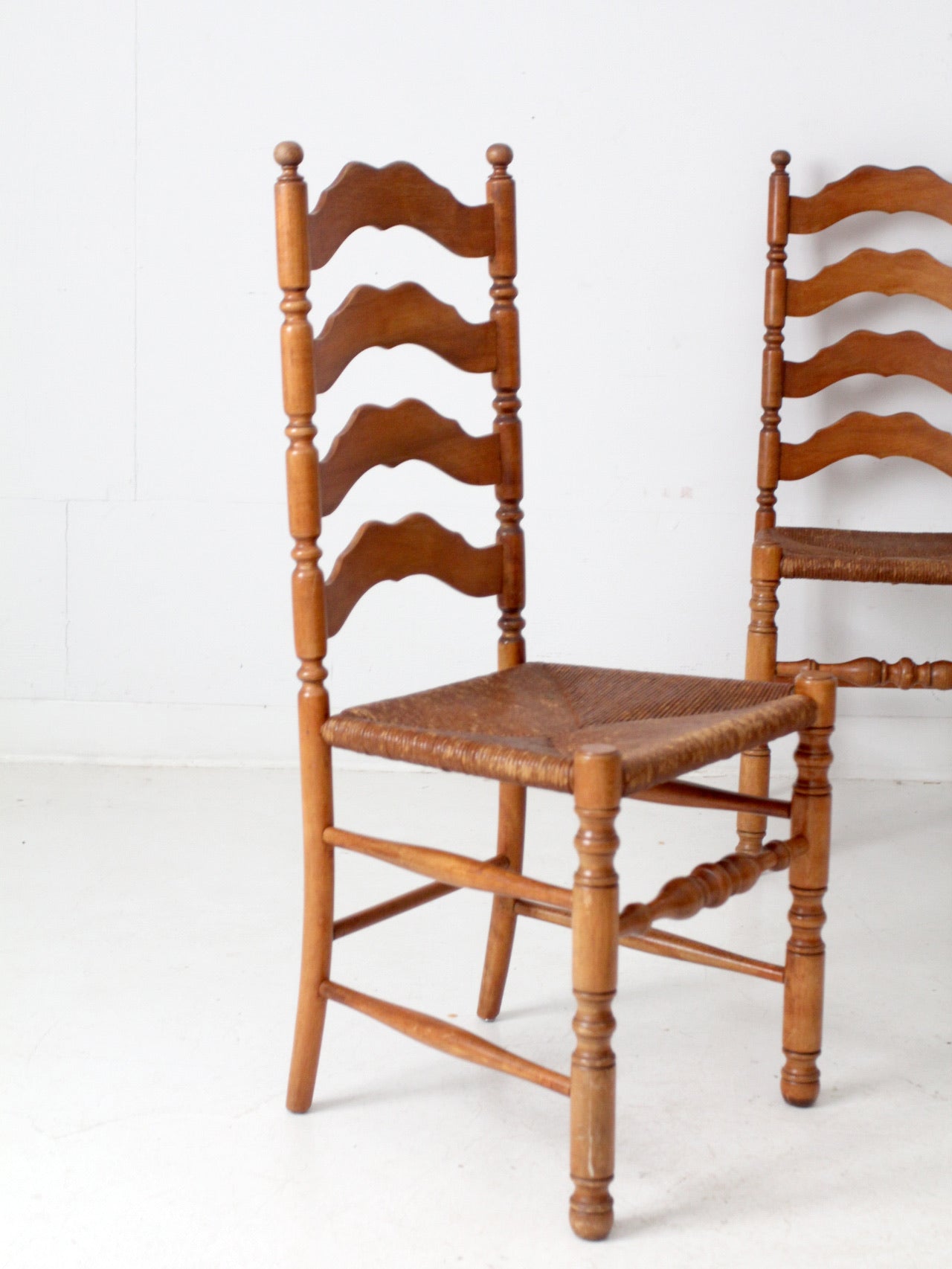 vintage rush seat ladder back dining chairs set of 4